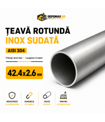 Teava rotunda inox sudata AISI 304, 42.4 x 2.6 mm, 6 metri Teava rotunda inox sudata AISI 304, 42.4 x 2.6 mm, 6 metri